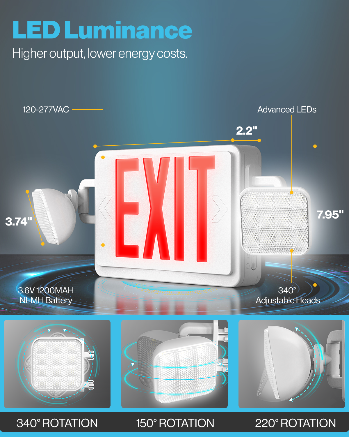 2 Watt LED Emergency Exit Light  Battery Powered Emergency LED Light