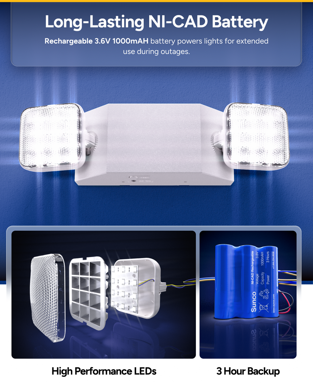 2 Head LED Emergency Light