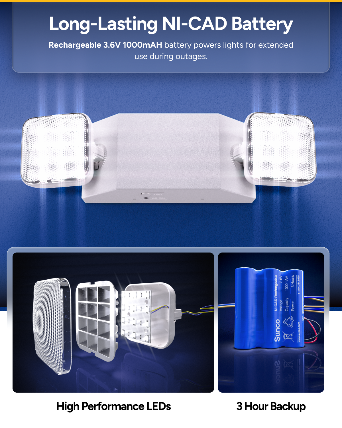 2 Head LED Emergency Light