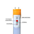 T8 LED Tube with Emergency Battery, 4ft, Clear, Bypass, Type B, 18W, Double Ended, 2200 Lumens