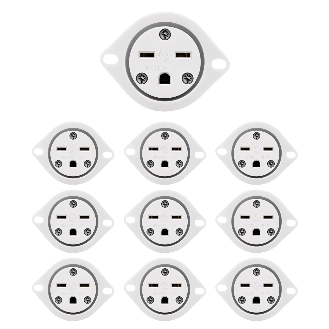 Enerlites Straight Blade Flanged Outlet, 15A, 6-15RFO