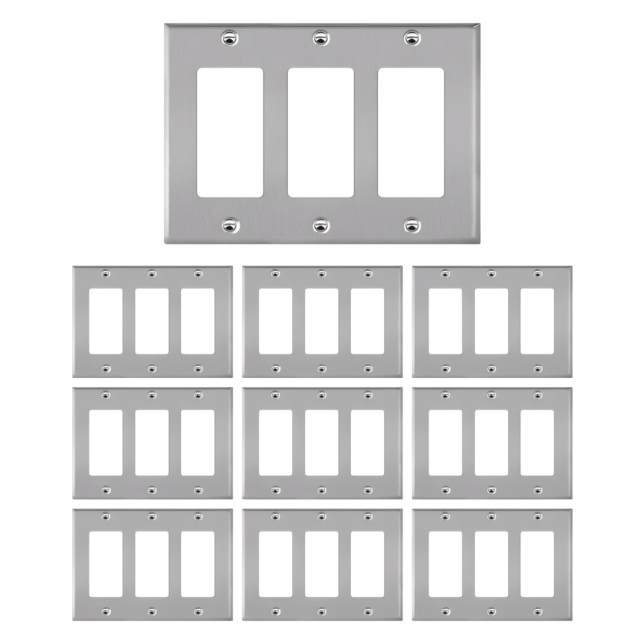 Enerlites Decorator/GFCI Three-Gang Metal Wall Plate, Mid-Size