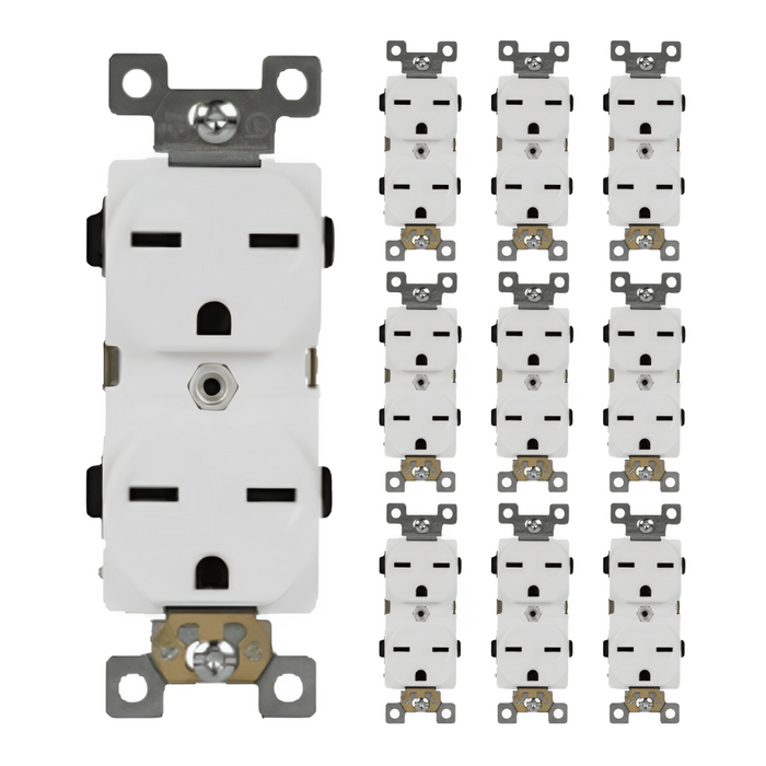Enerlites Industrial Grade 15A Duplex Style Self-Grounding Receptacle, 6-15R