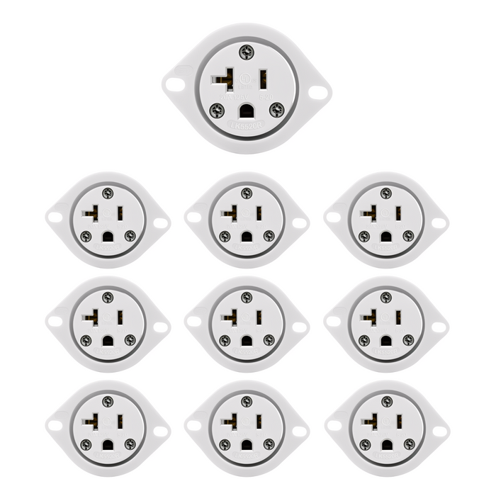 Enerlites Straight Blade Flanged Outlet, 20A, 5-20RFO