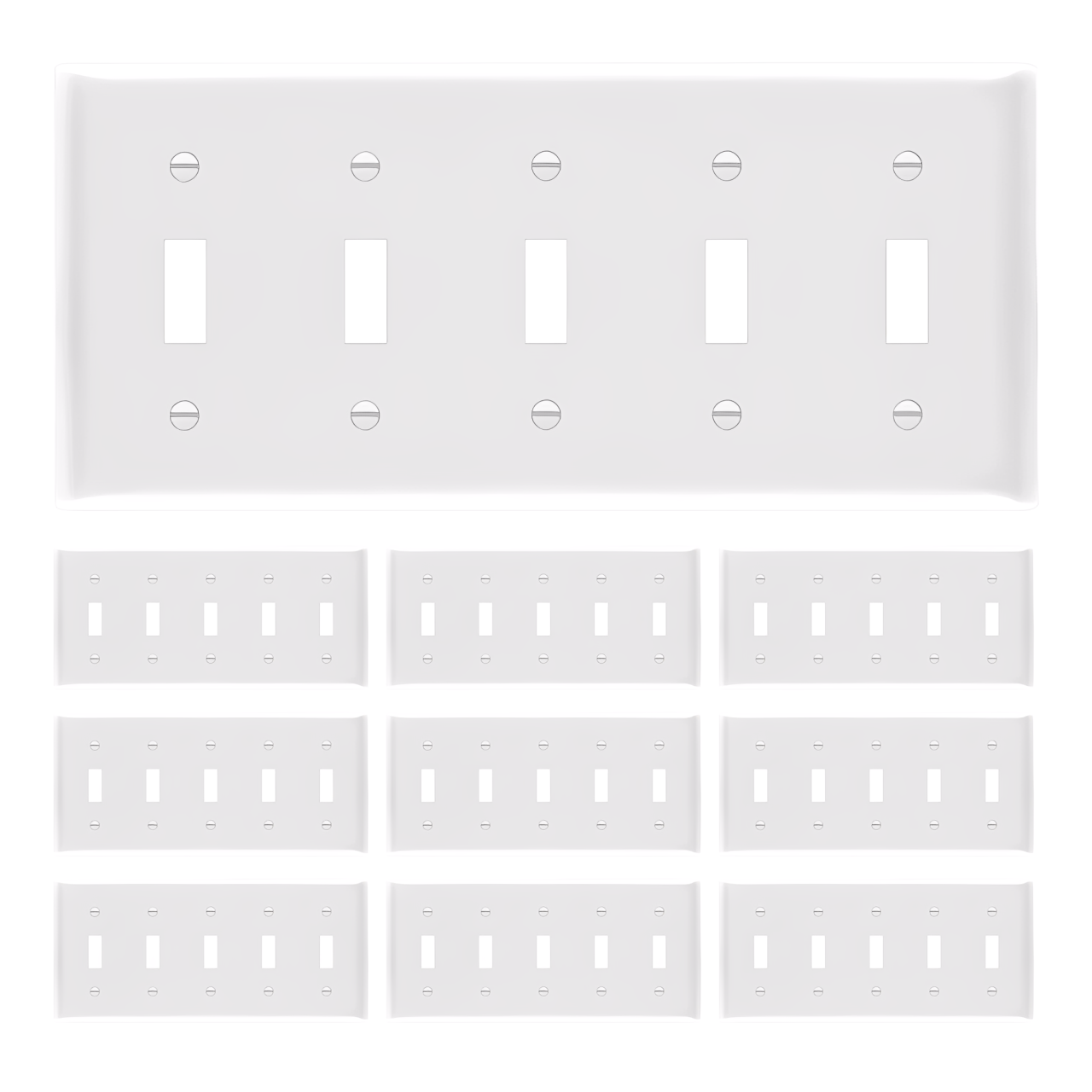 Enerlites Toggle Switch Five-Gang Wall Plate, Mid-Size