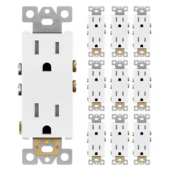 Enerlites Matte Finish Residential Grade 15A Decorator Style Self-Grounding Tamper-Resistant Duplex Receptacle
