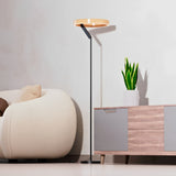 63" Black & Wood LED Floor Lamp, 500 Lumens
