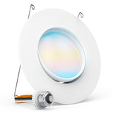 Recessed LED Retrofit Lighting, 5/6 Inch, Gimbal, Selectable CCT, 800 Lumens (Pure White Trim)