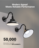 Adjustable lens allows for directional versatility. 50,000 hour lifespan.