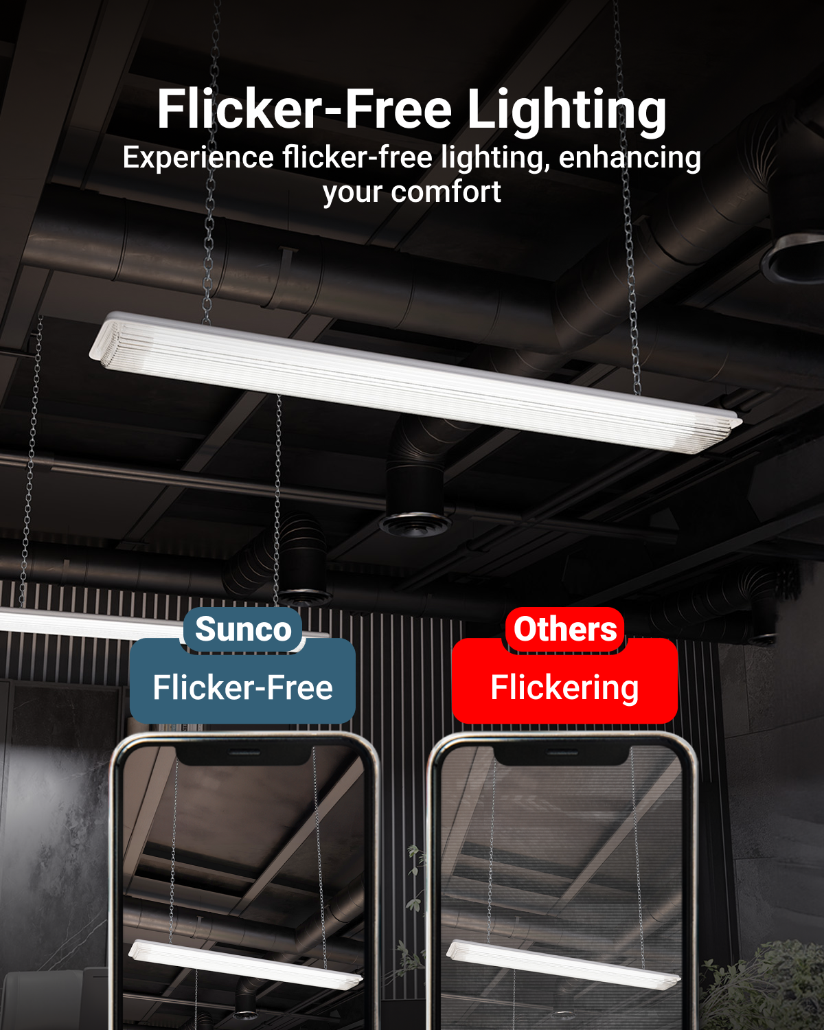 Experience flicker-free lighting that enhances and comforts your sight and task-lighting.