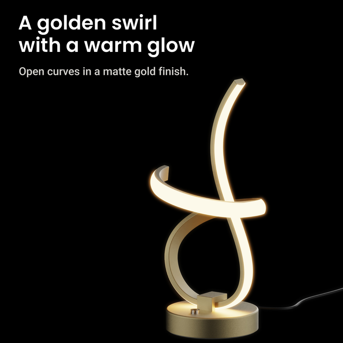 Golden Swirl LED Table Lamp — design and features