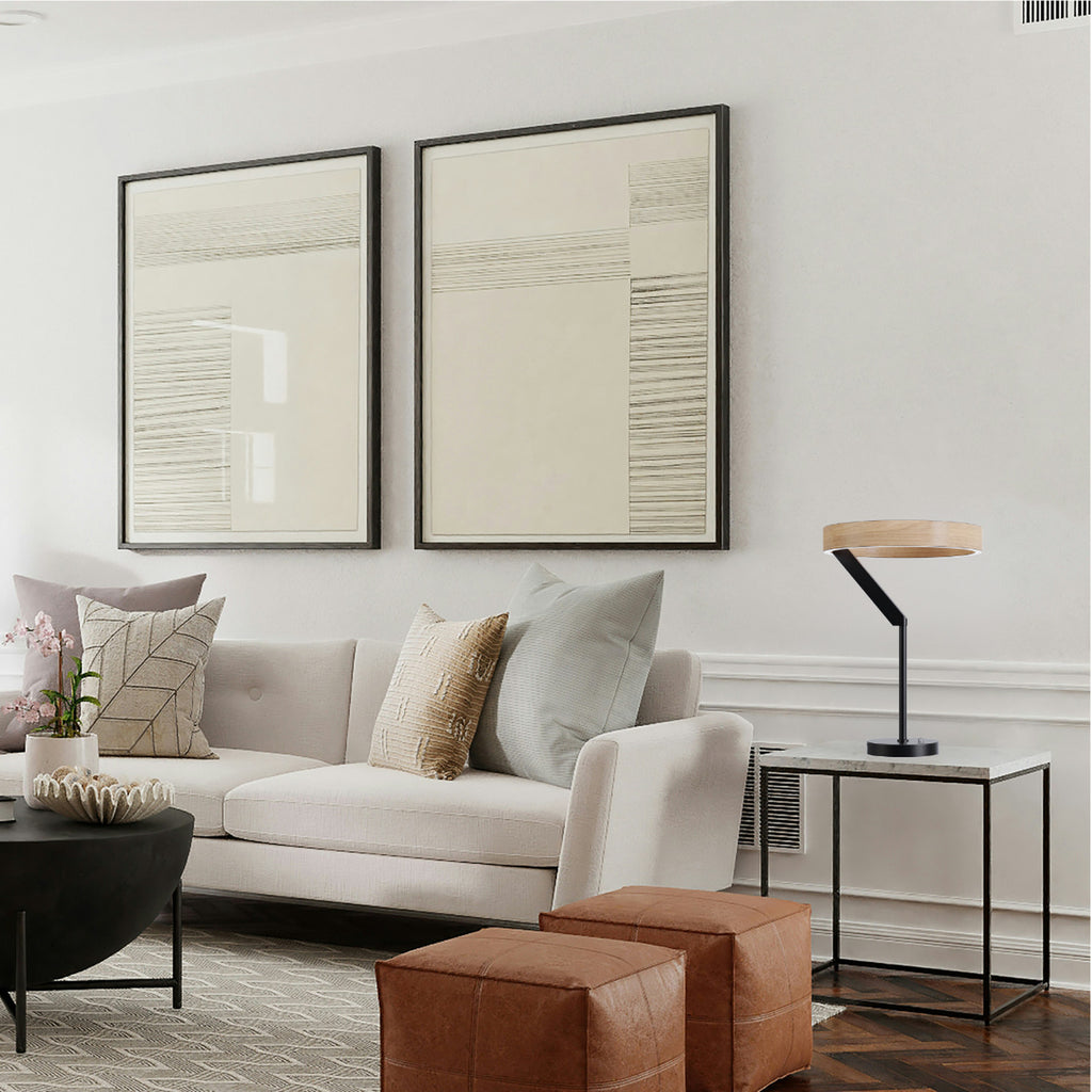 Modern Black and Wood-Look LED Table Lamp — additional room setting
