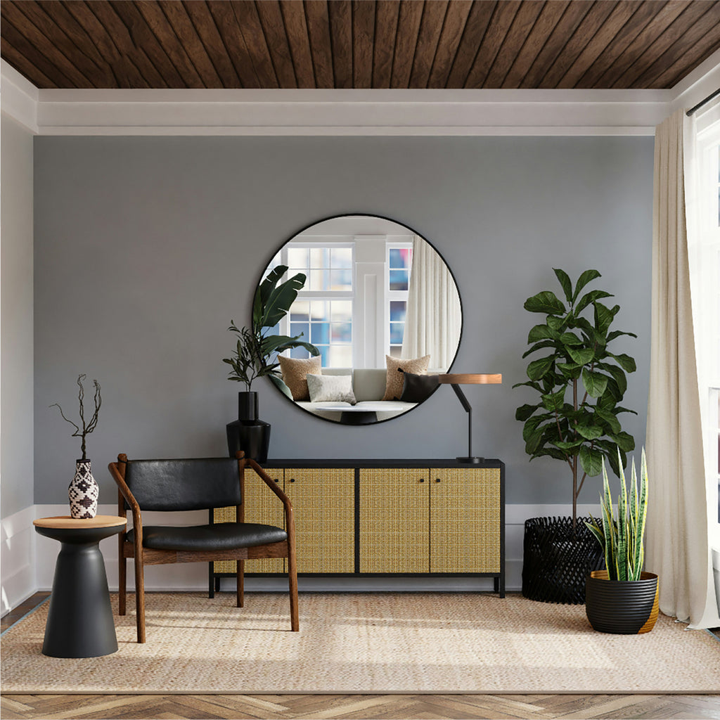 Modern Black and Wood-Look LED Table Lamp — additional room setting
