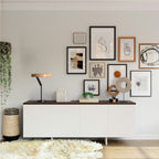 Modern Black and Wood-Look LED Table Lamp — additional room setting