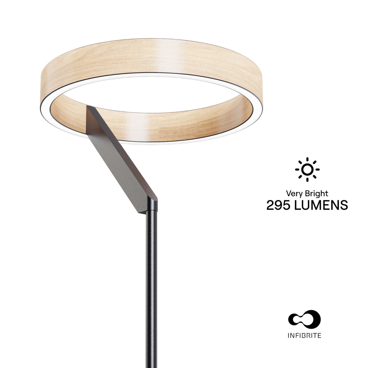 Modern Black and Wood-Look LED Table Lamp — supplied product image