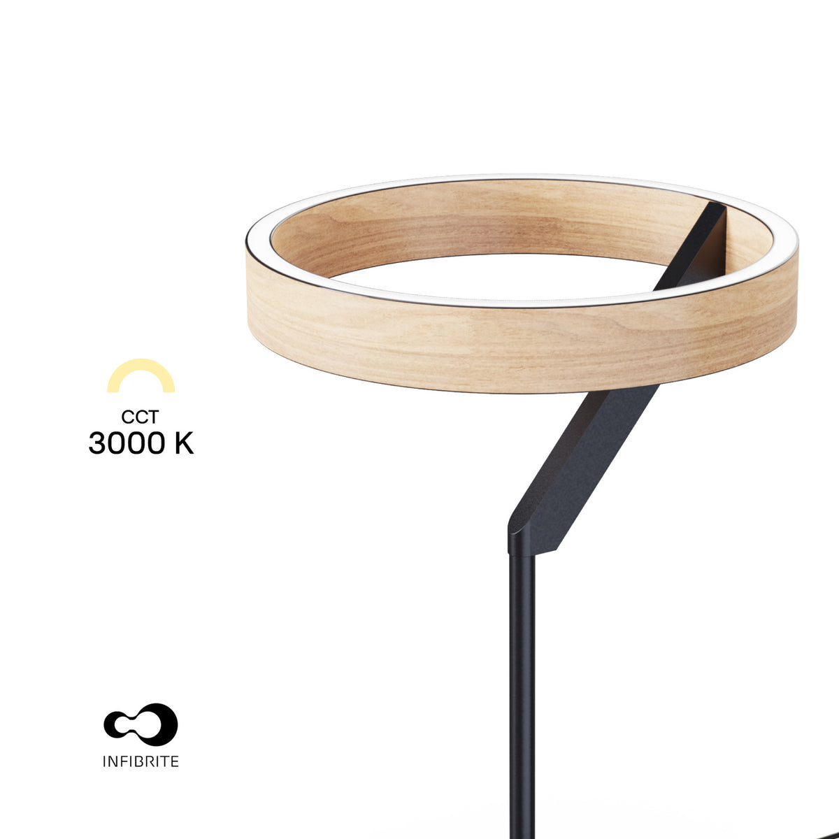 Modern Black and Wood-Look LED Table Lamp — supplied product image