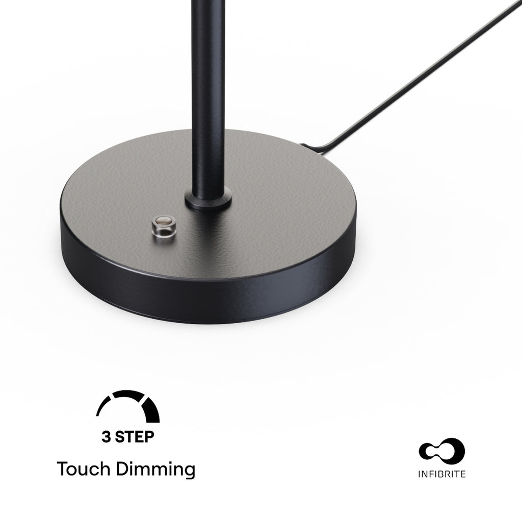 Modern Black and Wood-Look LED Table Lamp — supplied product image