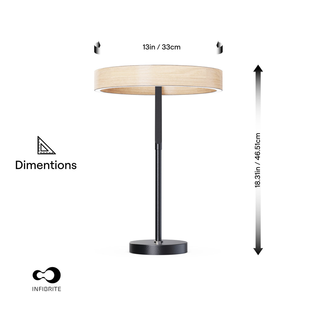Modern Black and Wood-Look LED Table Lamp — supplied product image