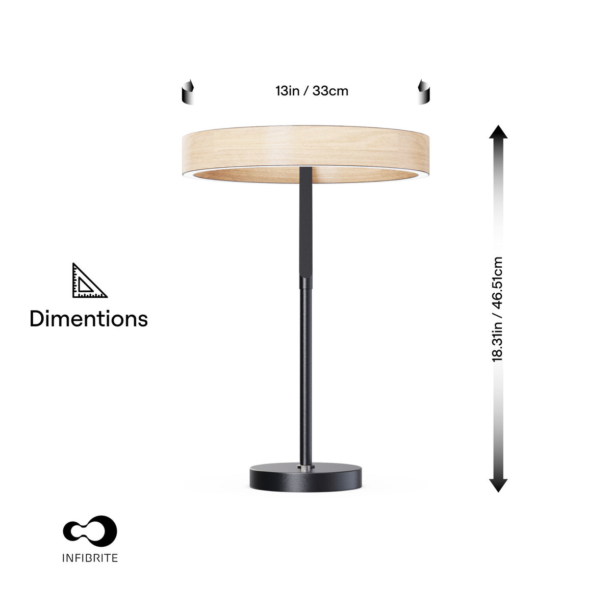 Modern Black and Wood-Look LED Table Lamp — supplied product image