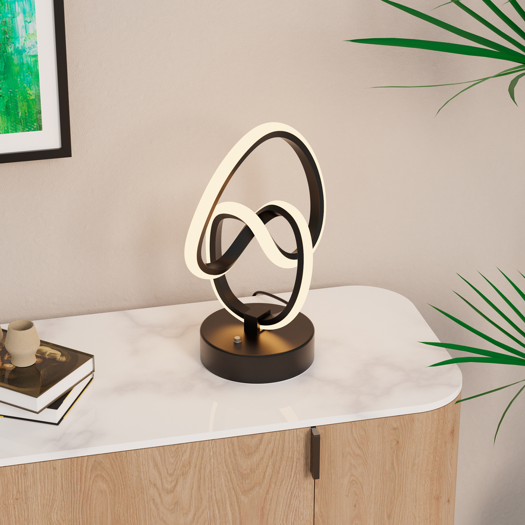 Abstract Art LED Table Lamp — in a room setting
