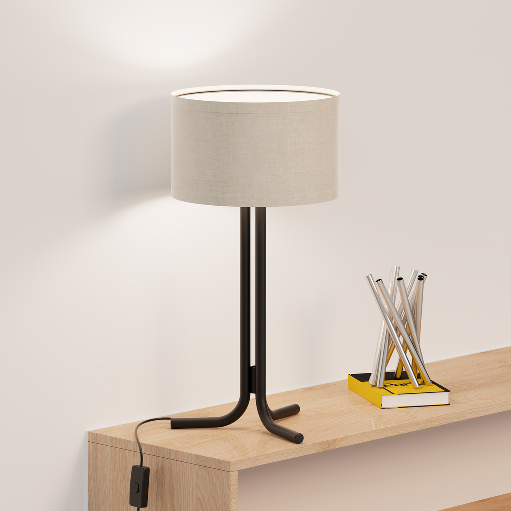 Classic Elegance Table Lamp with Cylindrical Shade — in a room setting