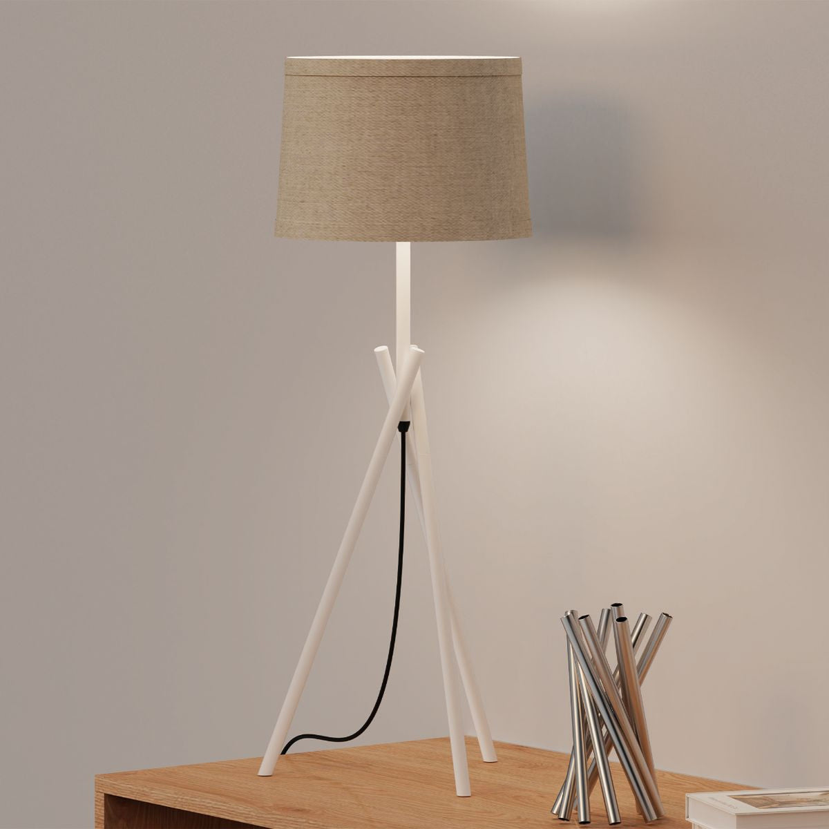 Crossed Legs Table Lamp with Fabric Shade — supplied product image
