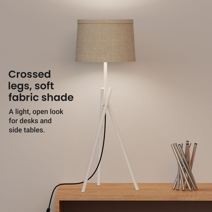 Crossed Legs Table Lamp with Fabric Shade — design and features
