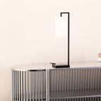 Rectangular Frame Table Lamp with Cylinder Shade — supplied product image