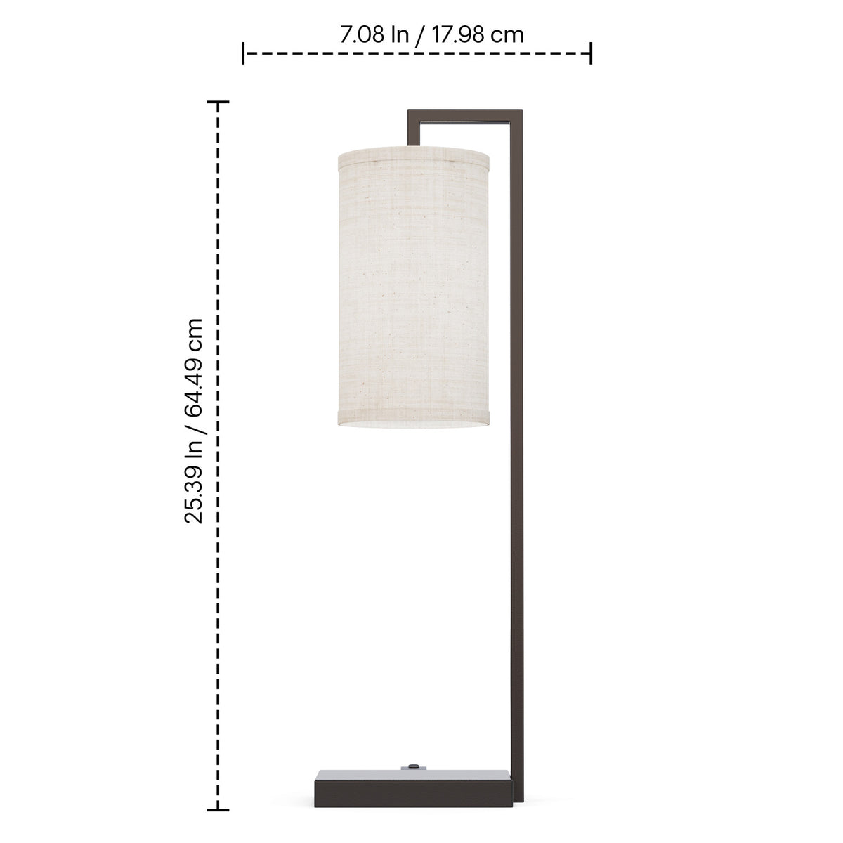 Rectangular Frame Table Lamp with Cylinder Shade — supplied product image