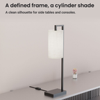 Rectangular Frame Table Lamp with Cylinder Shade — design and features