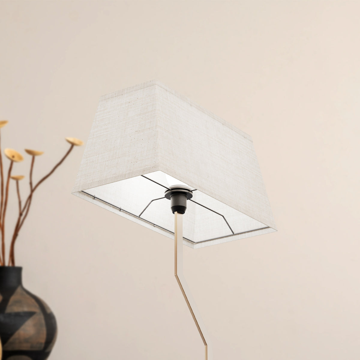 Angled Brass-Look Table Lamp with Textured Shade — additional product detail