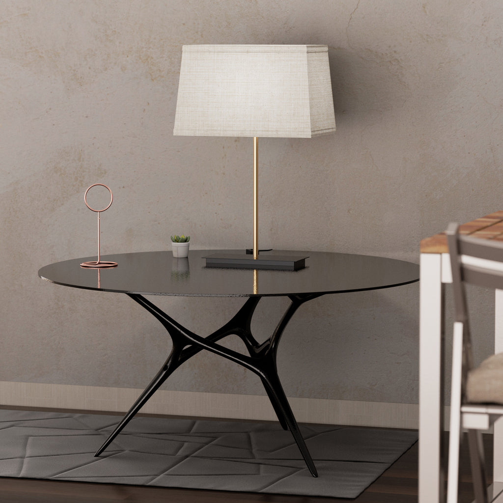 Classic Square Table Lamp with Textured Shade | Sunco