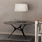 Classic Square Table Lamp with Textured Shade — in a room setting