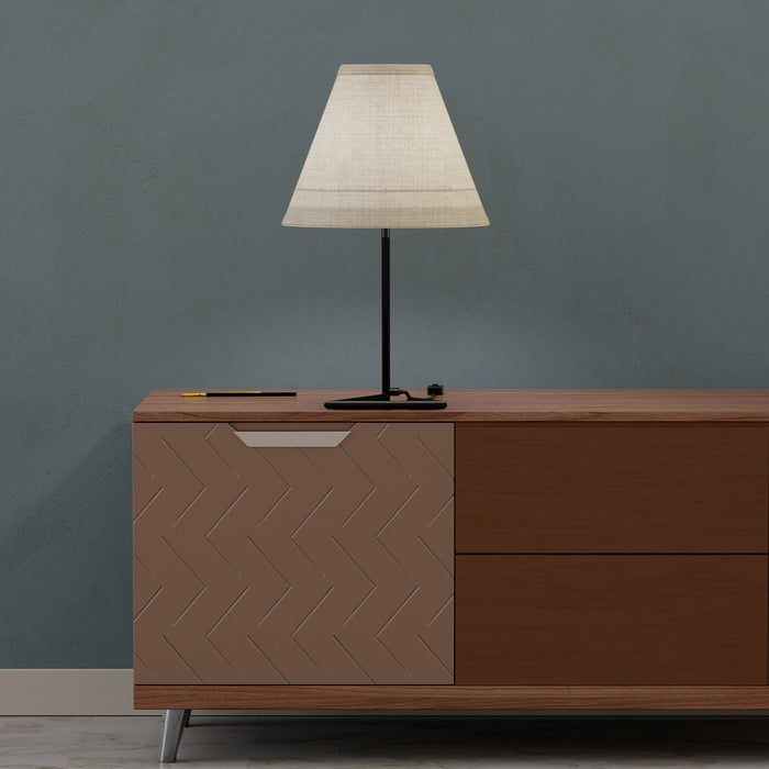 Angular Base Table Lamp with Conical Shade — in a room setting