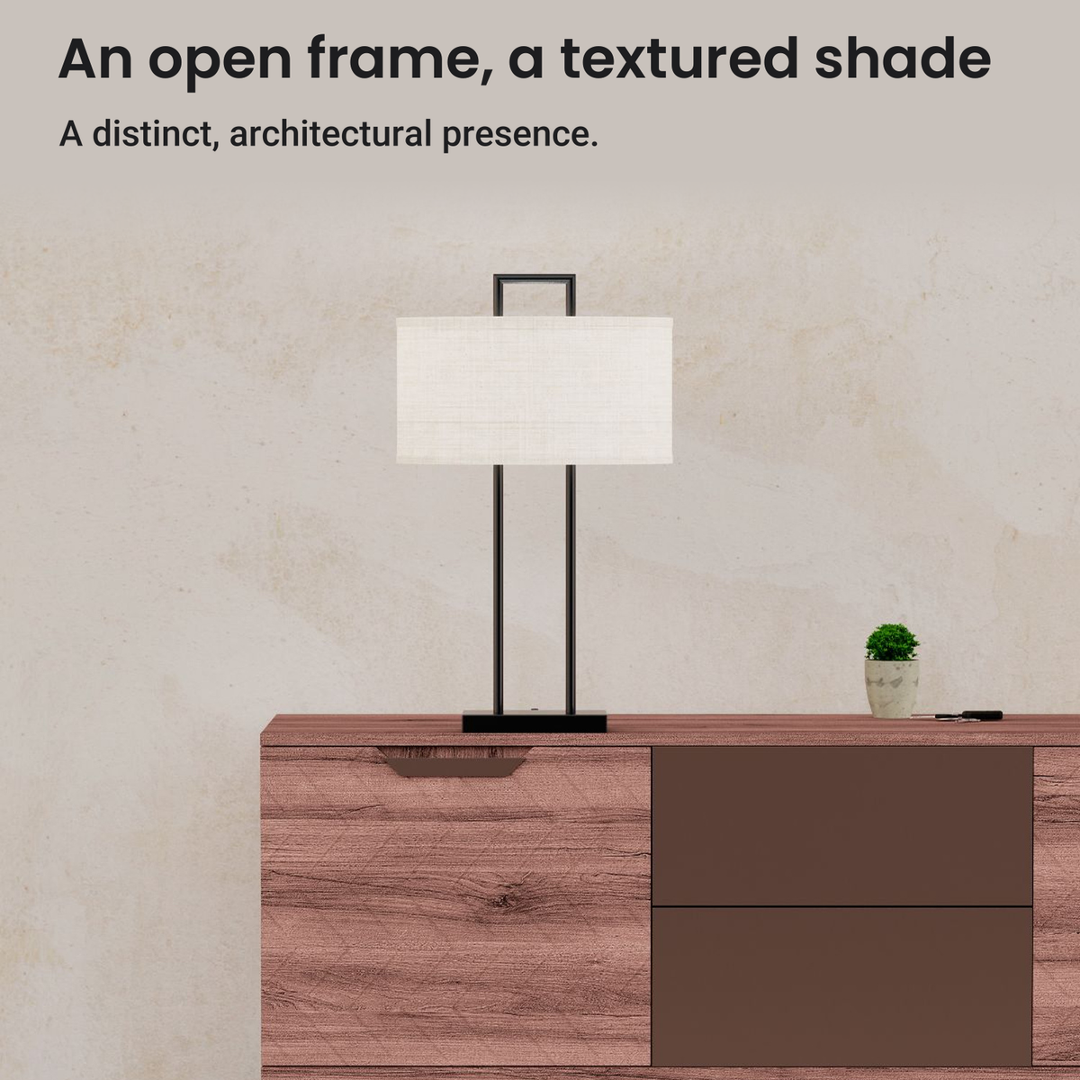 Modern Structure Table Lamp with Textured Shade — design and features
