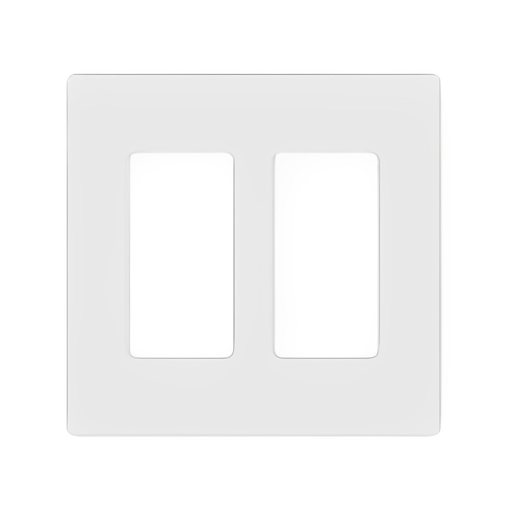 Lutron Claro 2-Gang Wallplate, Screwless Designer Style, Gloss Finish