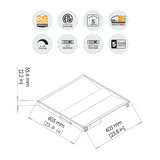 LED Center Basket Troffer with Motion Sensor Receptacle, 40W/30W/25W/20W/15W, 2x2, Selectable Wattage & CCT, 5000 Lumens