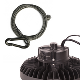 High-intensity discharge (HID) light with cable and carabiner on a white background