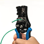The Klein Tools Wire Cutter and Stripper features a compound action stripping which means it can grip and strip via single-action squeezing motion.