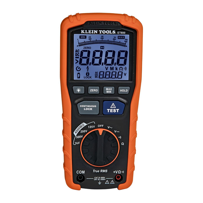 Klein Tools Insulation Resistance Tester, TRMS Auto-Ranging, 1000V, 4000 Mohms