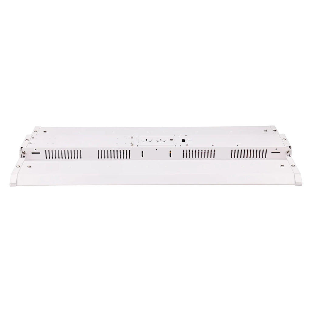 Top Side view of a LED Linear high bay fixture in a white background