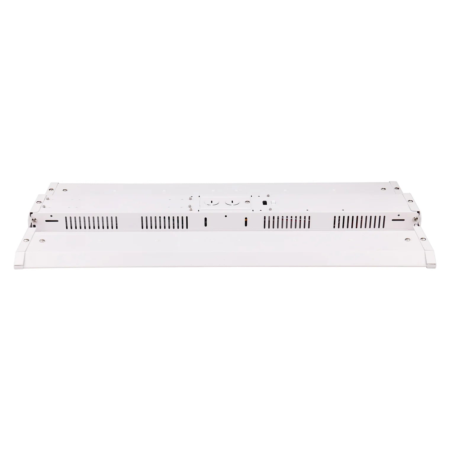 Top Side view of a LED Linear high bay fixture in a white background