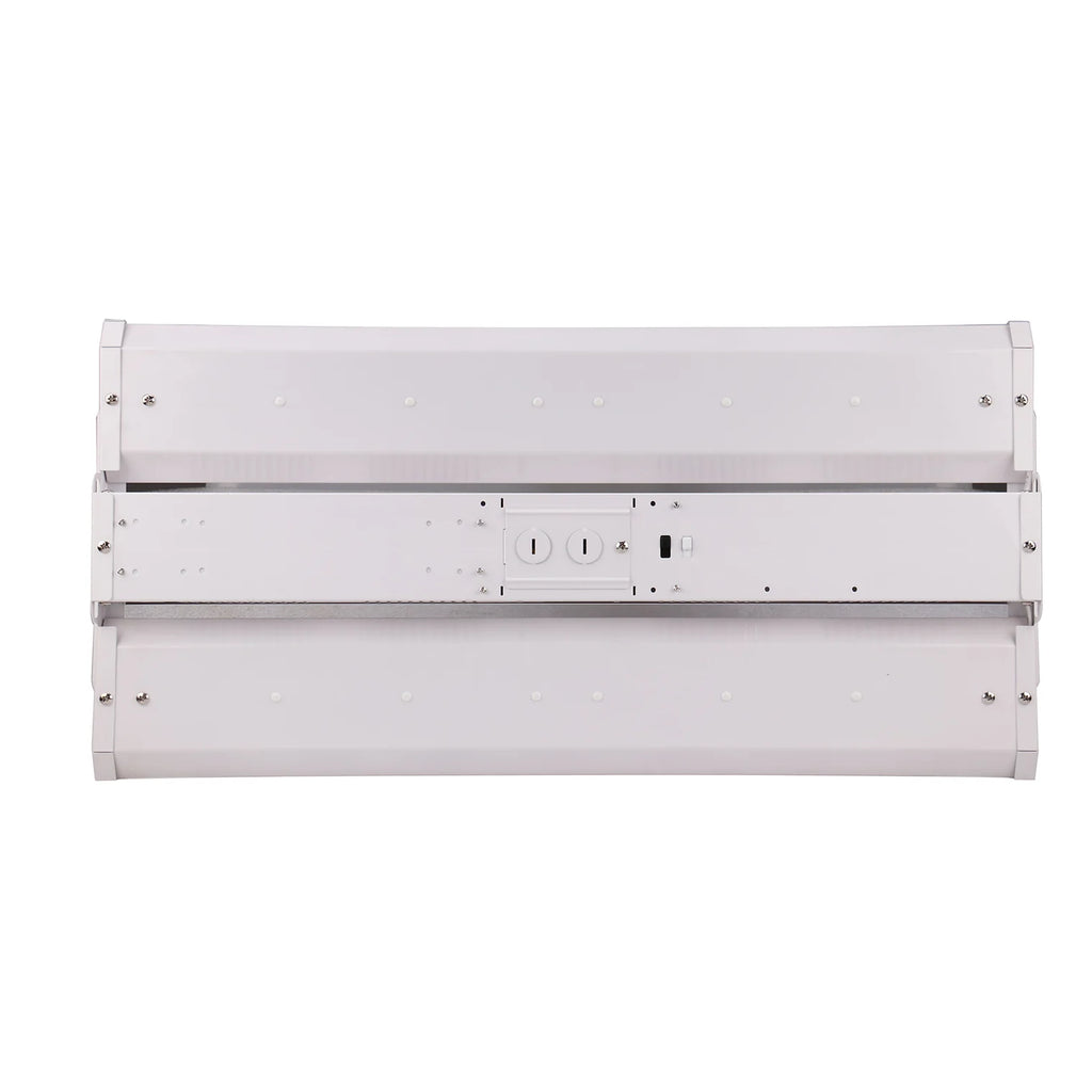 Top view of a LED Linear high bay fixture in a white background