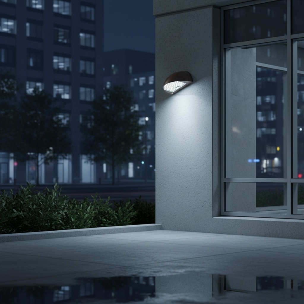 LED Half Moon Wall Pack, Full Cutoff, Dusk to Dawn Photocell, 80W/64W/48W, Selectable Wattage & CCT, 10800 Lumens