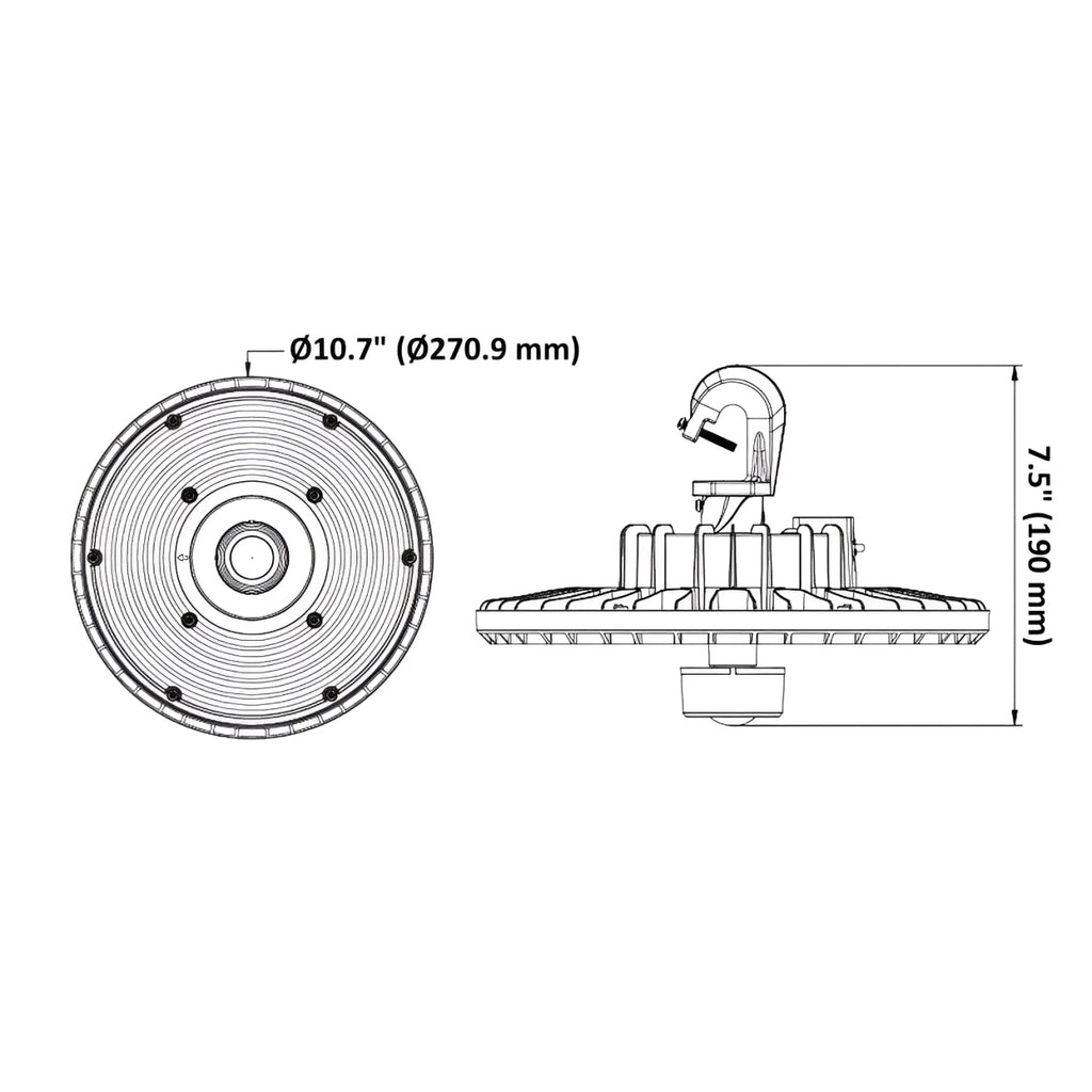 UFO High Bay LED Fixture, 100W/80W/60W/40W, Selectable CCT, 16000 Lumens