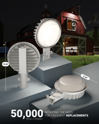 Boasting an impressive output of 50,000 hours, this barn light delivers bright, clear, and natural-looking light that enhances visibility and safety in general areas, entryways, pathways, yards, and loading docks.