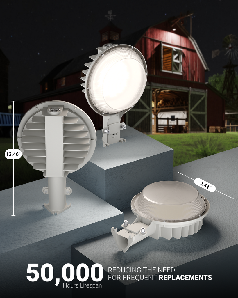 Silver Gray LED Barn Light, 90W, Dusk to Dawn Photocell, 12600 Lumens ...