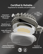 With its dusk-to-dawn feature, the barn light automatically turns on at sunset and off at sunrise, ensuring seamless operation without any manual intervention.