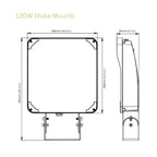 LED Flood Light, Yoke Mount, Dark Bronze, 120W/98W/71W/52W, Dusk to Dawn Photocell, Selectable Wattage & CCT, 18000 Lumens