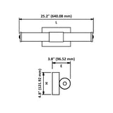 LED Satin Nickel Vanity Light, 25.2" Wide, Selectable CCT, FL5524D-C Series